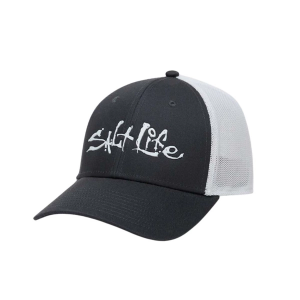 Salt Life Fish Dive Surf Snapback Hat One Size Ebony