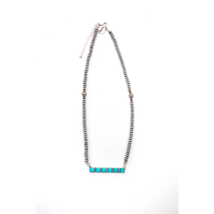 West and Co. Disc Bead Square Stone Necklace