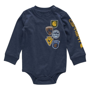 Carhartt Patches Long Sleeve Onesie 18 mo. Dark Denim