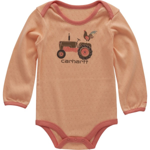 Carhartt Tractor Long Sleeve Onesie 24 mo. Peach Nectar