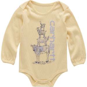 Carhartt Animal Stack Long Sleeve Onesie 3 mo. Double Cream