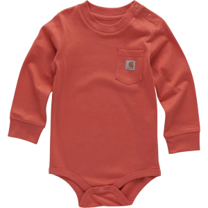 Carhartt Pocket Long Sleeve Onesie 3 mo. Deep Sea Coral