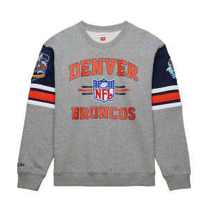 Denver Broncos Mitchell and Ness All Over Vintage Crewneck Medium Black
