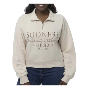 Oklahoma Sooners ZooZatZ Women's School Pride 1/4 Zip 2XLarge Sand