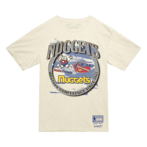 Denver Nuggets Crown Jewel Mitchell and Ness T-Shirt 2XLarge Cream