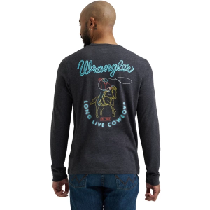 Men's Wrangler Neon Cowboy Long Sleeve T-Shirt Large Caviar Heather