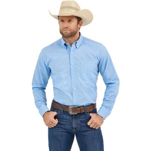Men's Wrangler Cody Johnson One Pocket Long Sleeve Button Up Shirt XLarge Powder Blue Paisley