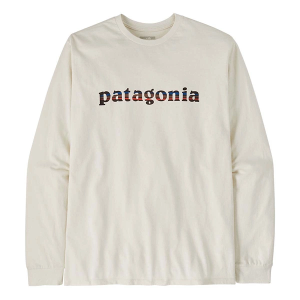 Men's Patagonia '73 Text Logo Responsibili Long Sleeve T-Shirt Large Birch White