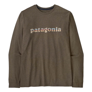 Men's Patagonia '73 Text Logo Responsibili Long Sleeve T-Shirt XLarge Marlow Brown