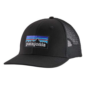 Men's Patagonia P-6 Logo Trucker Snapback Hat One Size Black