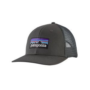 Men's Patagonia P-6 Logo Trucker Snapback Hat One Size Forge Grey