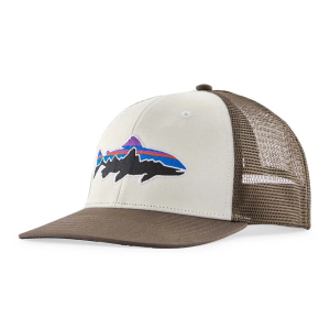Patagonia Fitz Roy Trout Trucker Snapback Hat One Size White/Marlow Brown