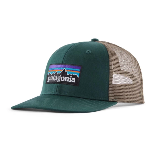 Men's Patagonia P-6 Logo Trucker Snapback Hat One Size Cascade Green