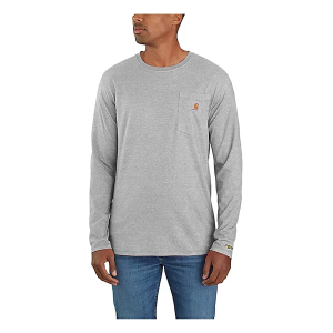 Men's Carhartt Force Relaxed Fit Midweight Pocket Long Sleeve T-Shirt Medium HTHER Grey
