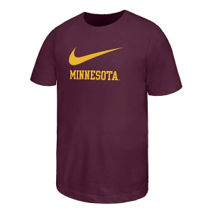 Minnesota Golden Gophers Nike Swoosh Kids' T-Shirt Large Maroon