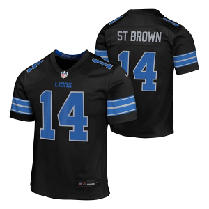 Detroit Lions Amon-Ra St. Brown #14 Nike 2nd Alternate Kids' Jersey Large Black