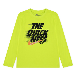 Boys' Nike "The Quickness" Dri-FIT Long Sleeve T-Shirt 6Y Volt