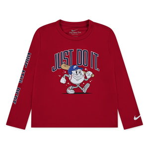 Boys' Nike Dri-FIT Baseball Long Sleeve T-Shirt Toddler 4T Uni Red