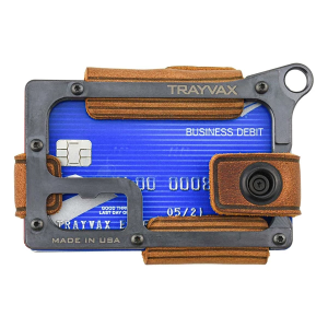 Trayvax Wallets Contour Cash Strap Wallet Black/Tobacco Brown