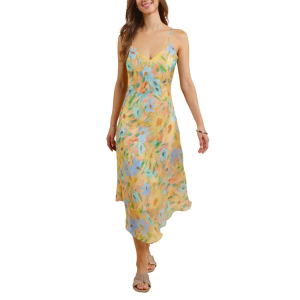 Women's Sadie And Sage Daisy Chain Midi Shift Dress Large Yellow Multi