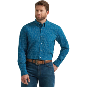 Men's Wrangler Cody Johnson One Pocket Button Down Long Sleeve Button Up Shirt XLarge Ink Blue Cell