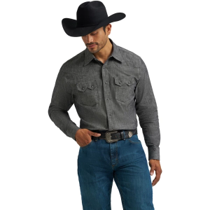 Men's Wrangler Cody Johnson Two Pocket Western Snap Long Sleeve Button Up Shirt Large Black