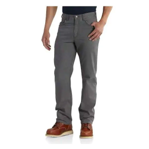 Men's Carhartt Rugged Flex Relaxed Fit Canvas 5-Pocket Work Chino Pants 35 Gravel