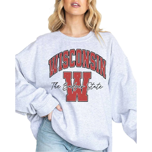 Women's Blume & Co Wisconsin The Badger State Crewneck Sweatshirt XLarge Ash
