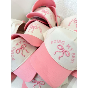 Women's KENZKUSTOMZ Doing My Best Vintage Trucker Snapback Hat One Size Pink