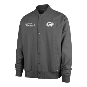 Green Bay Packers 47 Brand Euro Step Mid Athletic Jacket 2XLarge Grey Heather