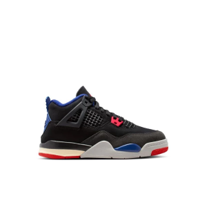 Kids' Air Jordan 4 Retro "Rare Air" Sneakers Little 1.5 Regular Black/Fire Red/Deep Royal Blue