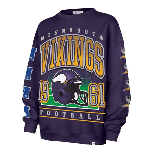 Women's Minnesota Vikings 47 Brand Go Big Crewneck Large Purple