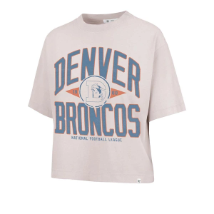 Women's Denver Broncos 47 Brand Ravine Crop T-Shirt Large Mojave