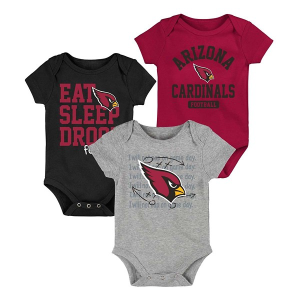 Genuine Stuff Baby Arizona Cardinals 3pk Logo Onesie