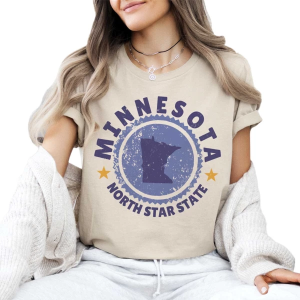 Women's A. Blush Minnesota North Star State T-Shirt Large Tan