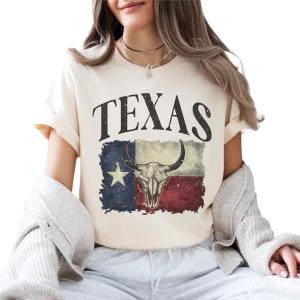 Women's A. Blush Texas Longhorn Flag T-Shirt Large Ivory