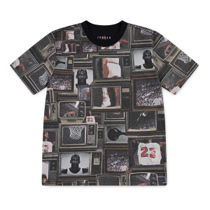 Kids' Jordan Flight Essentials Printed T-Shirt Medium Black