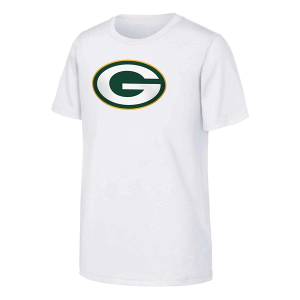 Kids' Green Bay Packers Genuine Stuff Primary Logo T-Shirt XLarge White