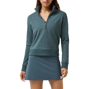 Women's TravisMathew Cloud Fleece Long Sleeve 1/4 Zip Medium Heather Dark Slate