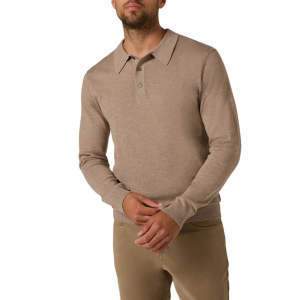 Men's 7 Diamonds Pullover Sweater Belford Polo Large Beige Melange