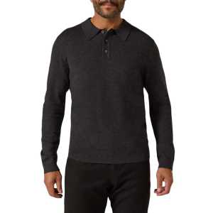 Men's 7 Diamonds Pullover Sweater Belford Polo Large Charcoal Melange