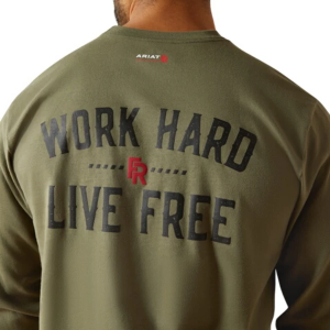 Men's Ariat FR Work Hard Live Free Long Sleeve T-Shirt 2XLarge Grape Leaf
