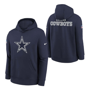 Kids' Dallas Cowboys Nike 2025 Sideline Club Hoodie Large Navy