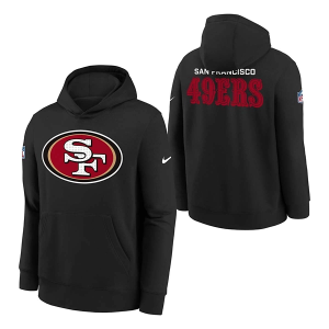 Kids' San Francisco 49ers Nike 2025 Sideline Club Hoodie Medium Black
