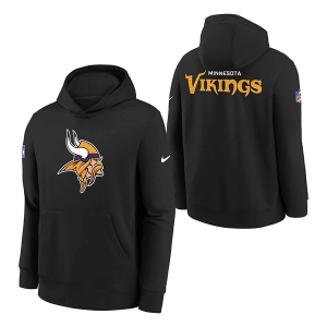 Kids' Minnesota Vikings Nike 2025 Sideline Club Hoodie Medium Black