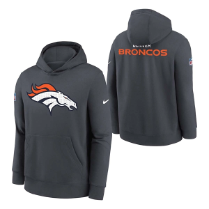 Kids' Denver Broncos Nike 2025 Sideline Club Hoodie Small Anthricite