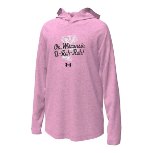 Wisconsin Badgers Under Armour Kids Girls' Hoodie Large Pink