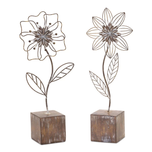 Melrose International Metal Floral Dcor (Set of 2)