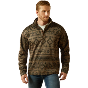 Men's Ariat Caldwell 1/4 Button Sweater Long Sleeve Shirt Large Beige