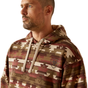 Men's Ariat Color Block Hoodie Long Sleeve Shirt Medium Oatmeal Southwest